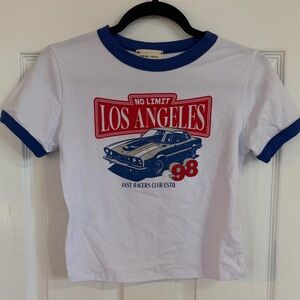 French Pastry cropped shirt- White and Blue